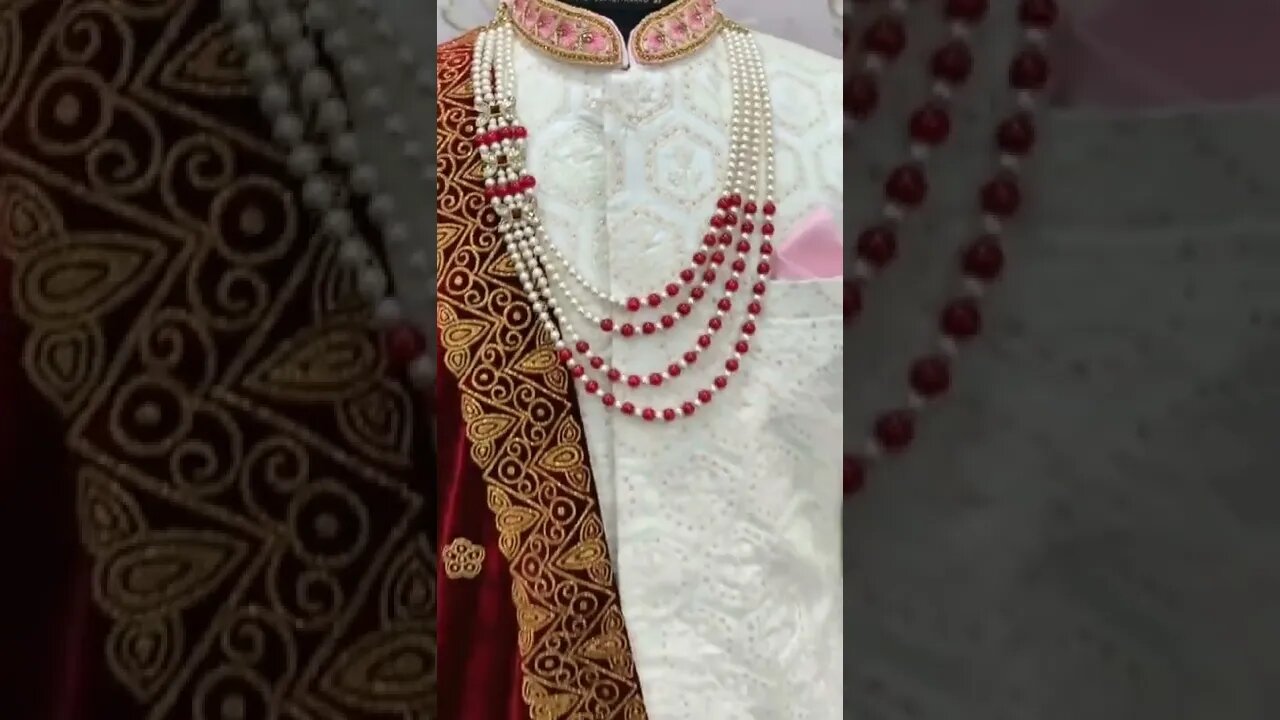 white sherwani with red sawl ll #sherwani #wedding #fashion