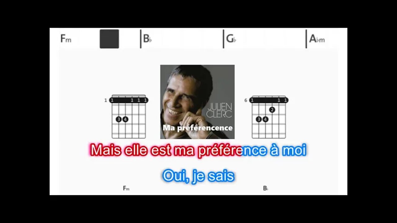 Julien Clerc Ma preference - (Chords & Lyrics like a Karaoke)