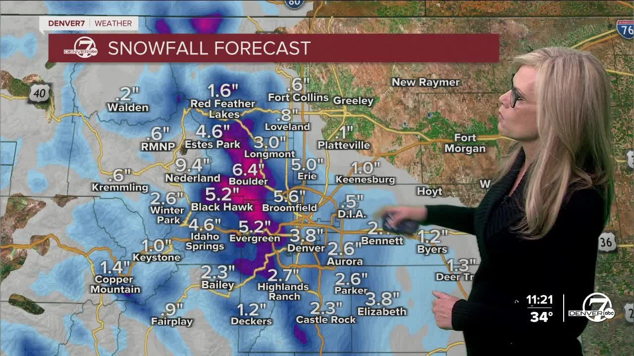 Denver metro area, foothills should see another few inches of snow Friday