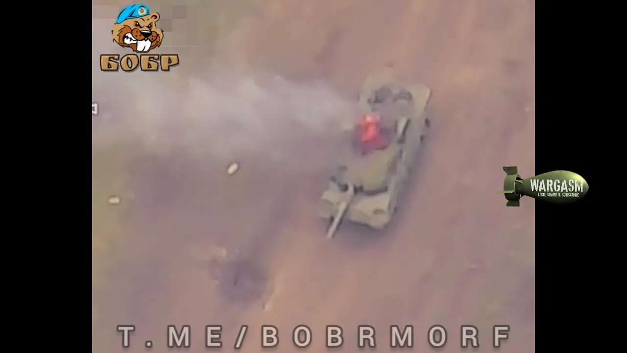 Leopard 2A4 tank burns after FPV kamikaze drone hits