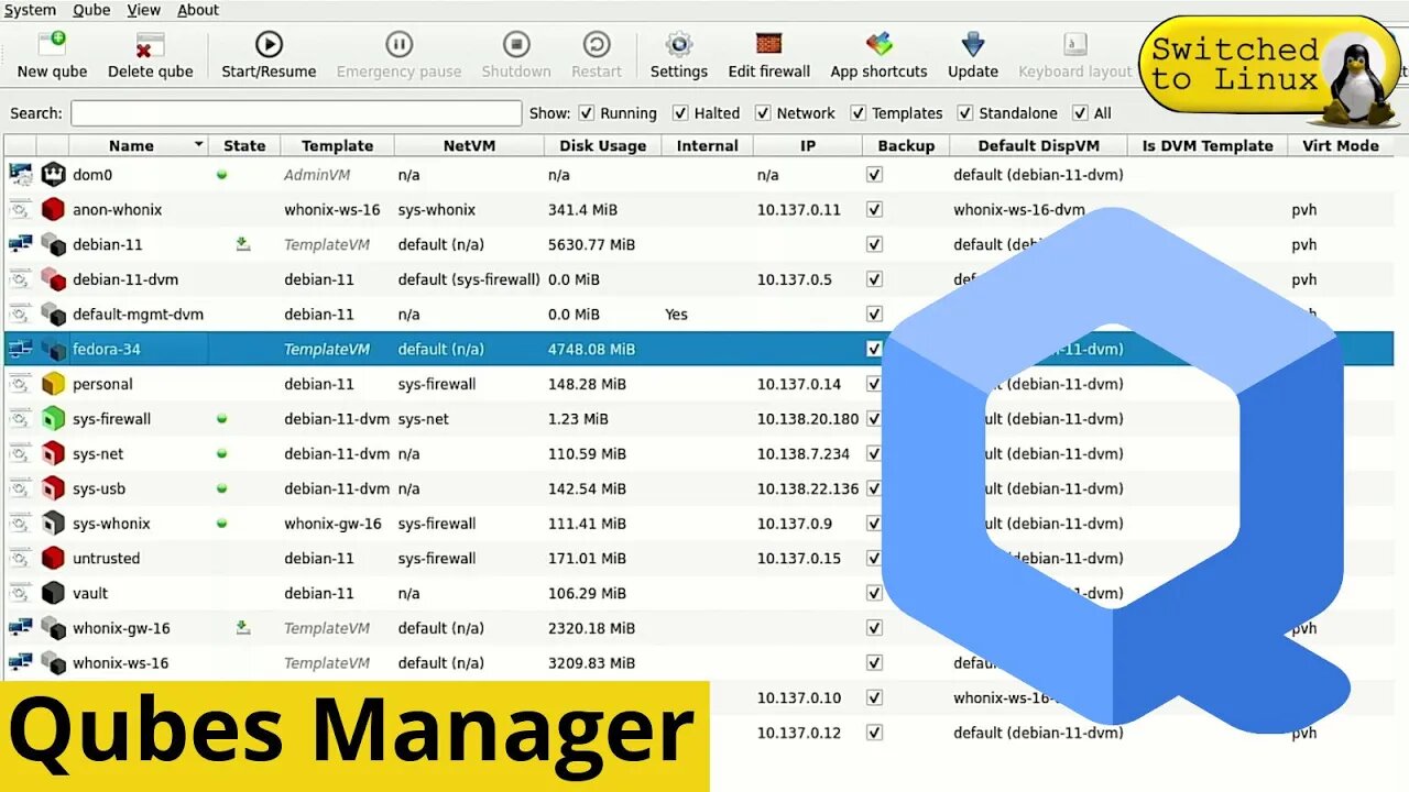 Qubes Tutorials: The Qube Manager