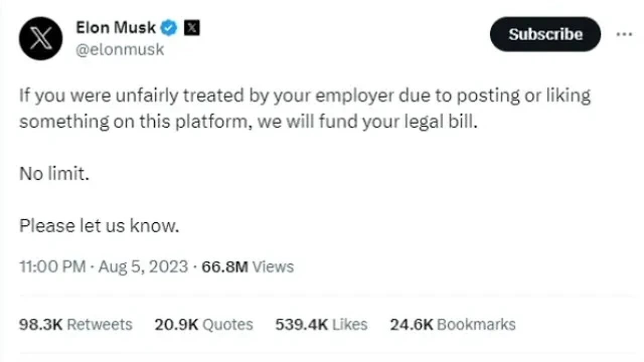 Elon Musk Vows To Fund Lawsuits For Anyone Cancelled Over Tweets