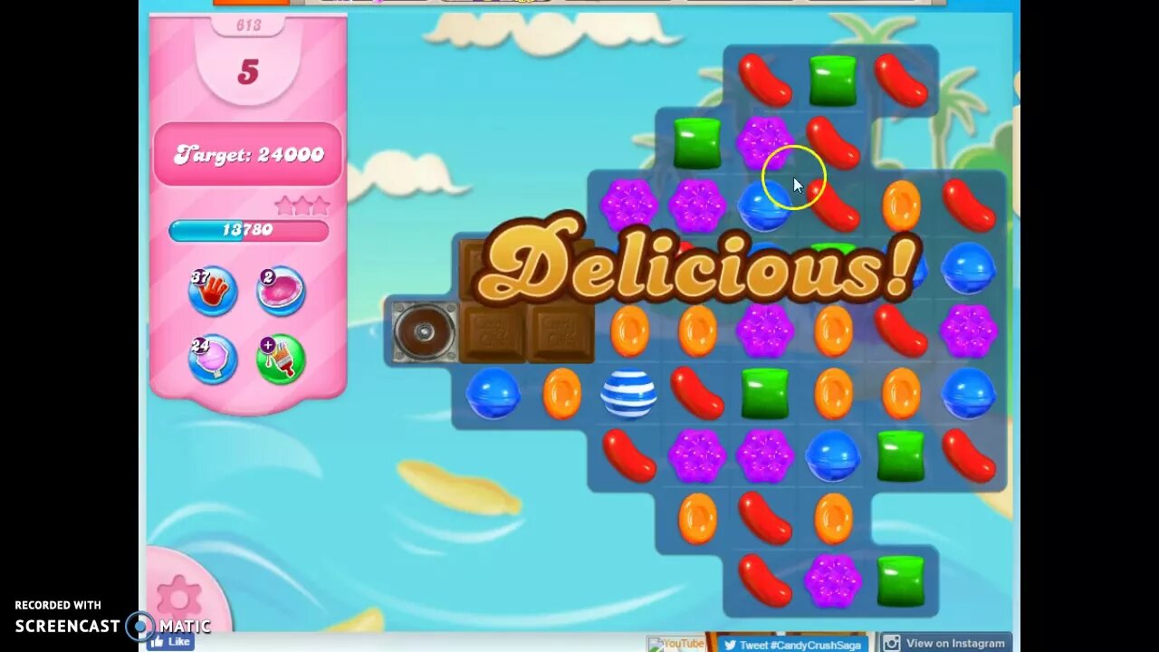 Candy Crush Level 613 Audio Talkthrough, 1 Star 0 Boosters