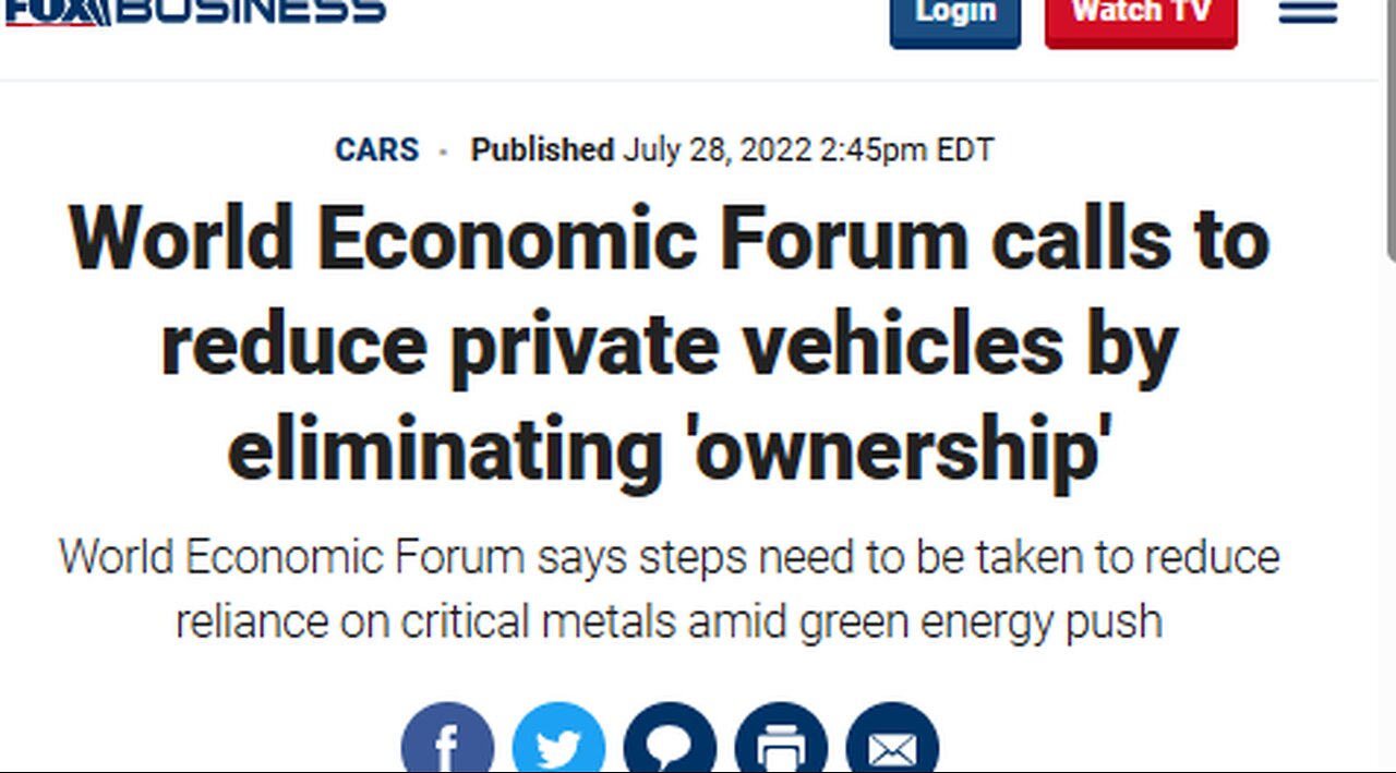 WEF INTENDS ON TAKING AWAY YOUR PRIVATE VEHICLE