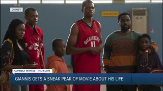 Giannnis Antetokounmpo visits Disney Studios to watch early cut of movie about his family