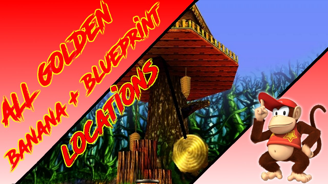 Donkey Kong 64 - Fungi Forest - Diddy Kong Golden Banana + Blueprint (Kasplat) Locations