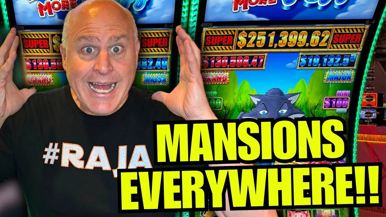 MASSIVE MANSION BONUS!!! WINNING BIG ON HUFF N EVEN MORE PUFF SLOTS!