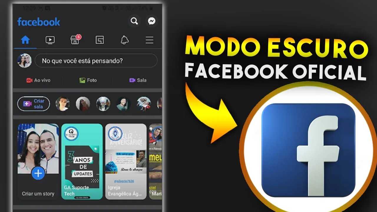 Como ATIVAR o MODO ESCURO no FACEBOOK OFICIAL