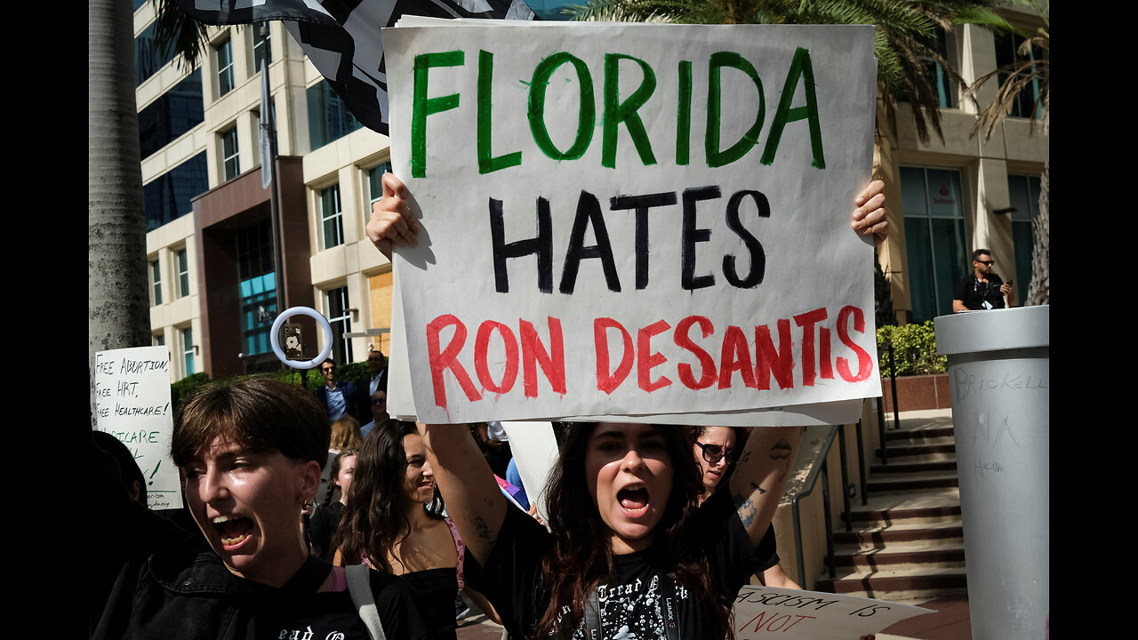 Miami radical left protest DeSantis' 2024 presidential bid