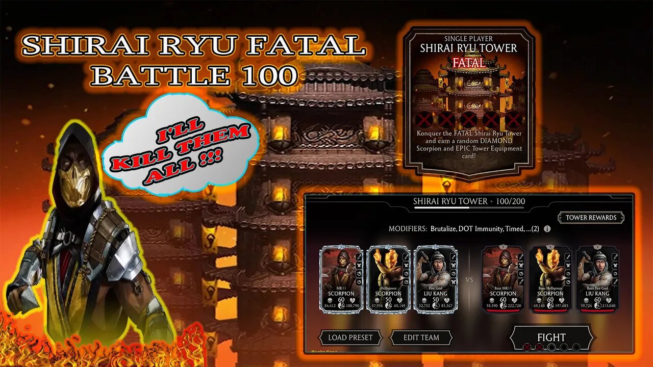 MK Mobile. Shirai Ryu Tower FATAL Battle 100 Miror MATCH - MK 11 SCORPION GOD MODE 😜😜😜