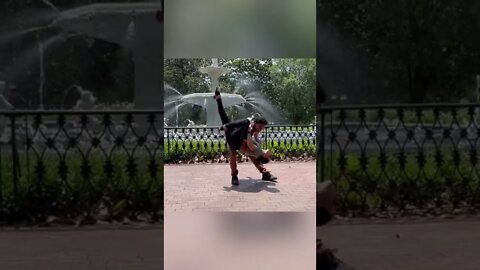 Country swing dance partner aerials at a park #coupledance #shorts #westerndance