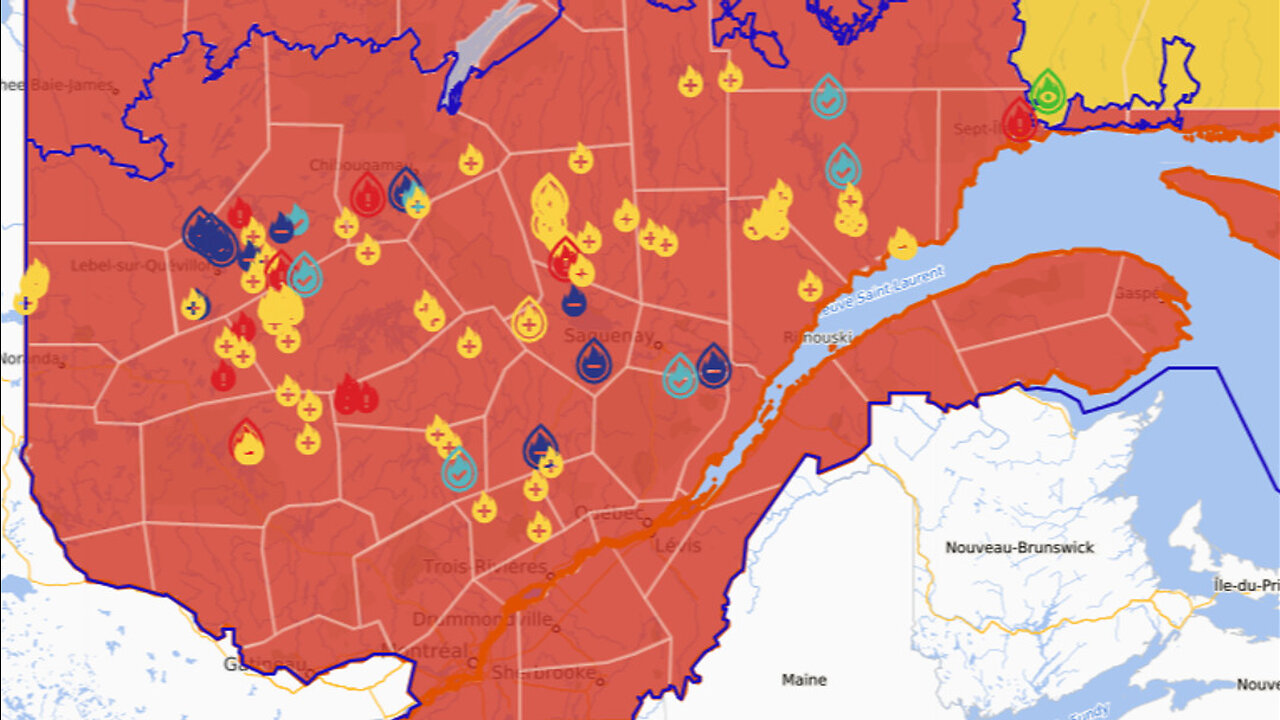 Province du Québec en feu