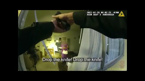 Man holds a kitchen knife against an elderly woman before being fatal shot by LAPD