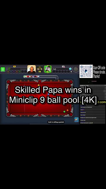 Skilled Papa wins in Miniclip 9 ball pool [4K] 🎱🎱🎱 8 Ball Pool 🎱🎱🎱