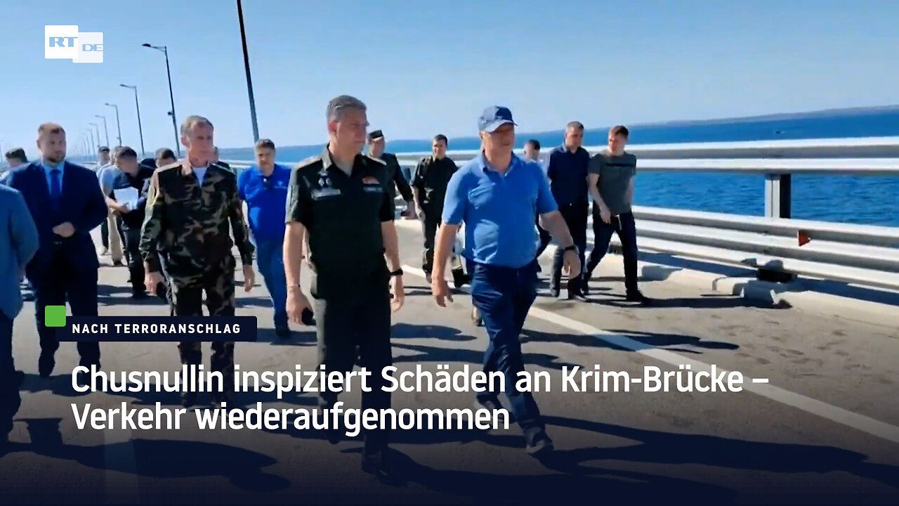 Chusnullin inspiziert Schäden an Krim-Brücke – Verkehr wiederaufgenommen