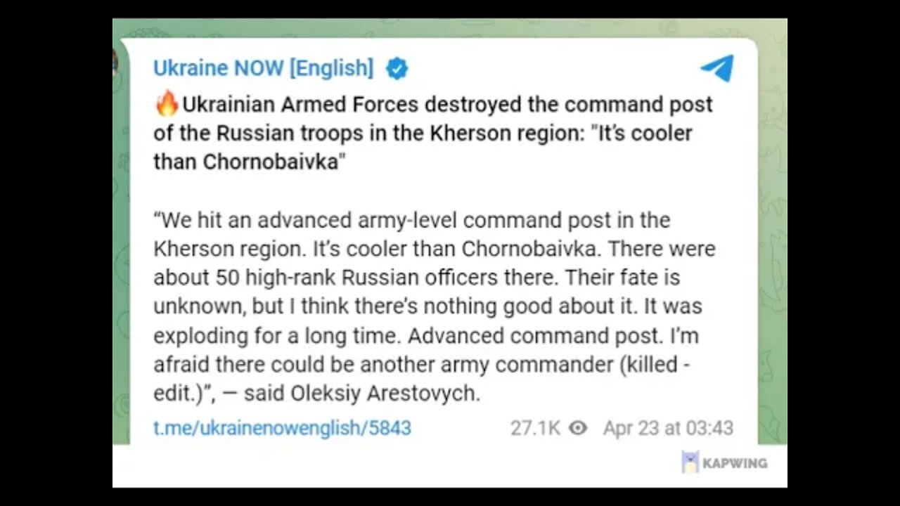 Ukraine Claims to Hit Russian Command Post