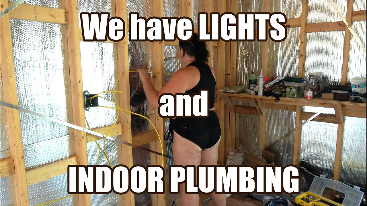 Ep. 32 - We Installed Indoor Plumbing and Lights in Our Off-Grid Cabin #couplebuilds #cabinbuild