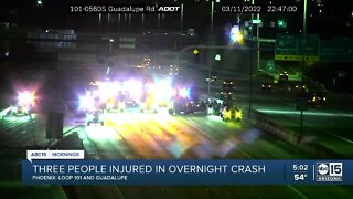 Three hurt in crash on Loop 101 near Guadalupe overnight