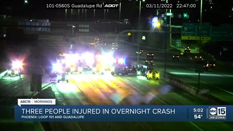 Three hurt in crash on Loop 101 near Guadalupe overnight