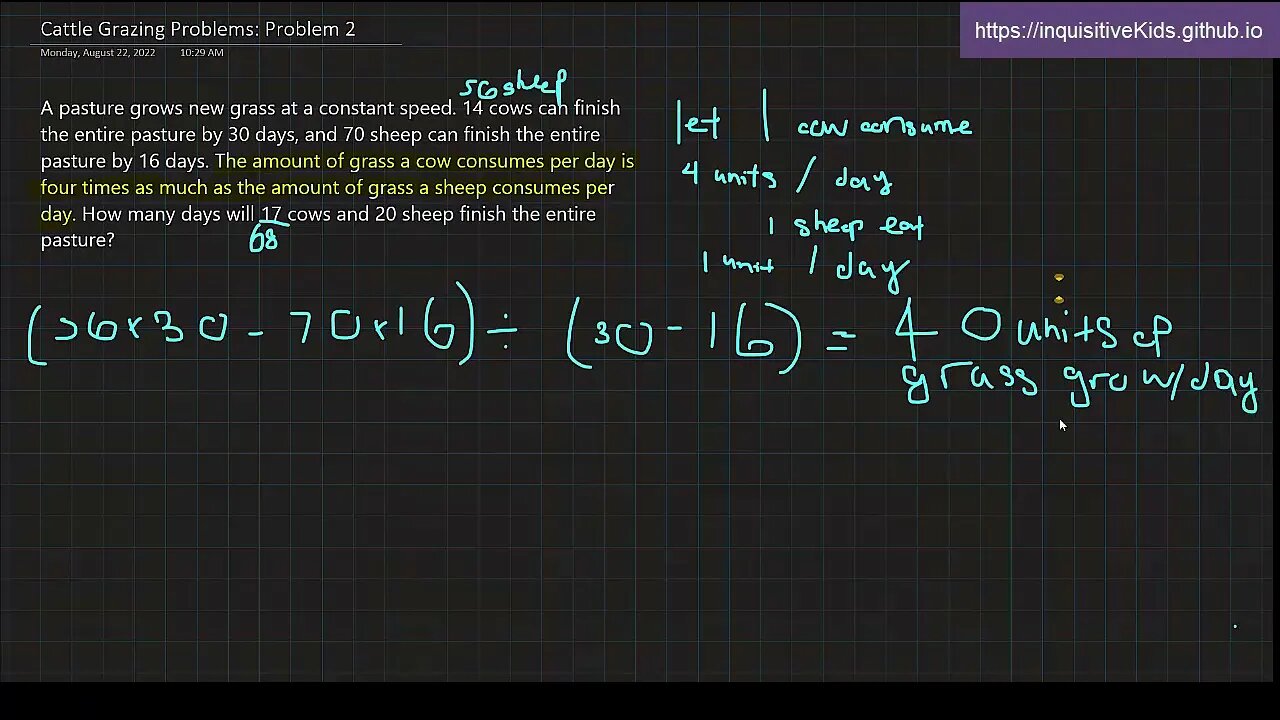 6th Grade Cattle Grazing Problems: Problem 2