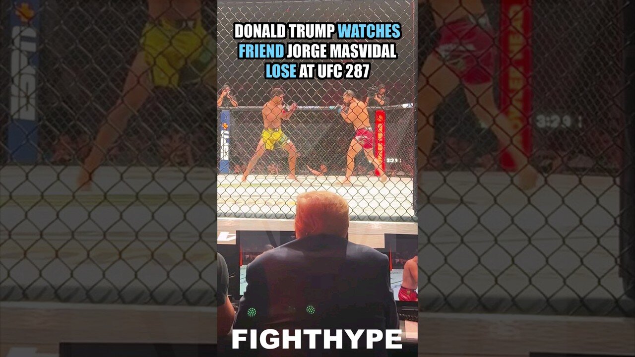 DONALD TRUMP WATCHES FRIEND JORGE MASVIDAL LOSE & RETIRE AT UFC 287 | CAGESIDE REACTION