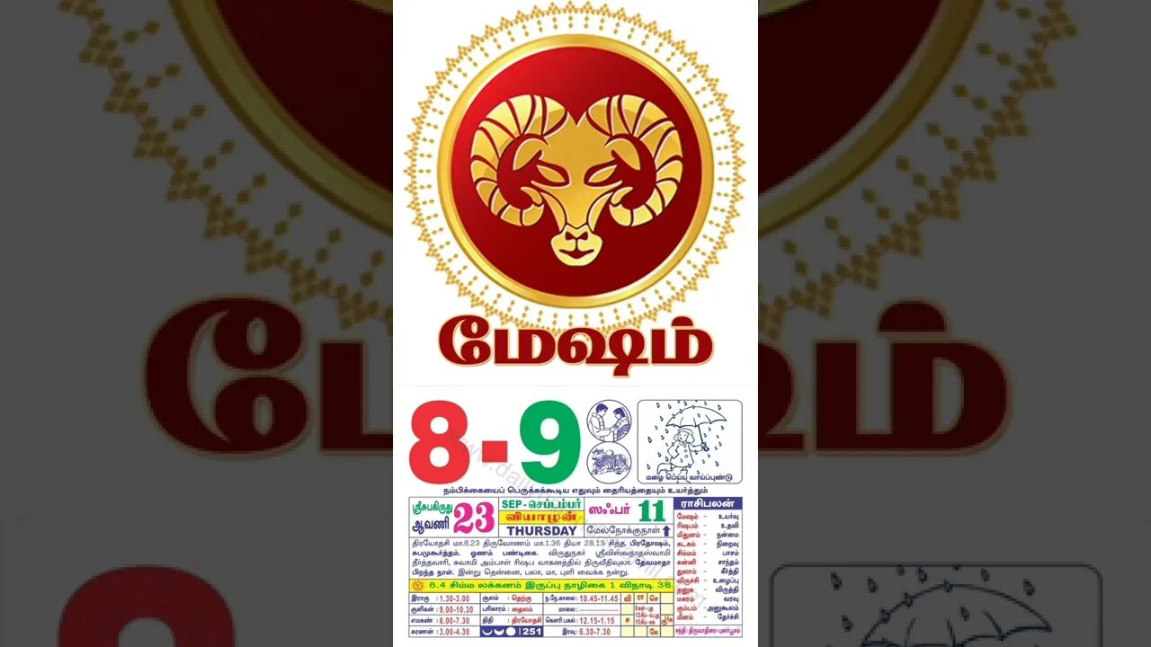மேஷம் || இன்றைய ராசிபலன் || 08|09|2022 வியாழக்கிழமை