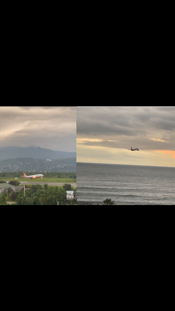 Step by step he has the height of the plane