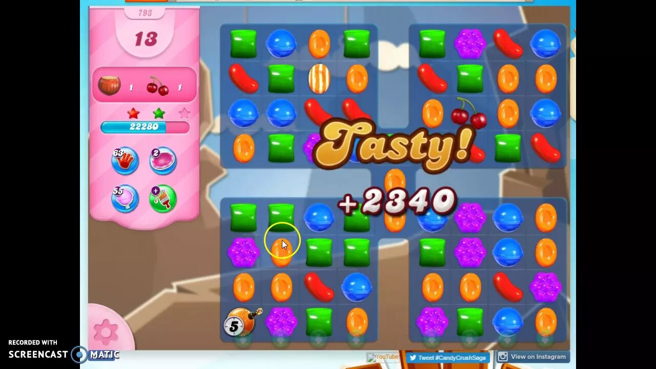 Candy Crush Level 793 Audio Talkthrough, 3 Stars 0 Boosters