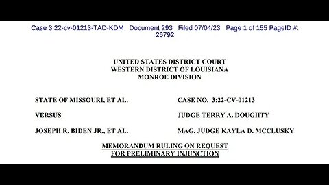 Missouri v Joseph R. Biden: MEMORANDUM RULING ON REQUEST FOR PRELIMINARY INJUNCTION