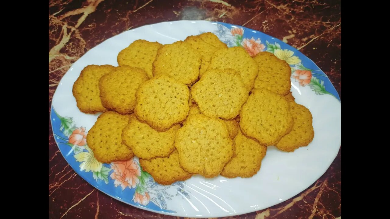 بسكوت الشوفان السريع بيضه واحده بس وبدون دقيق هش جدا