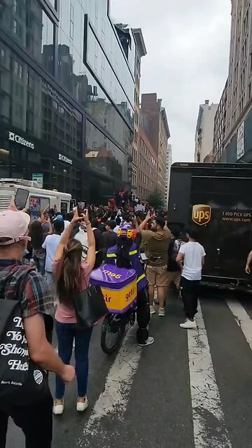 Riots break out in New York. One policeman's nameplate was cut off and his pistol was taken away.