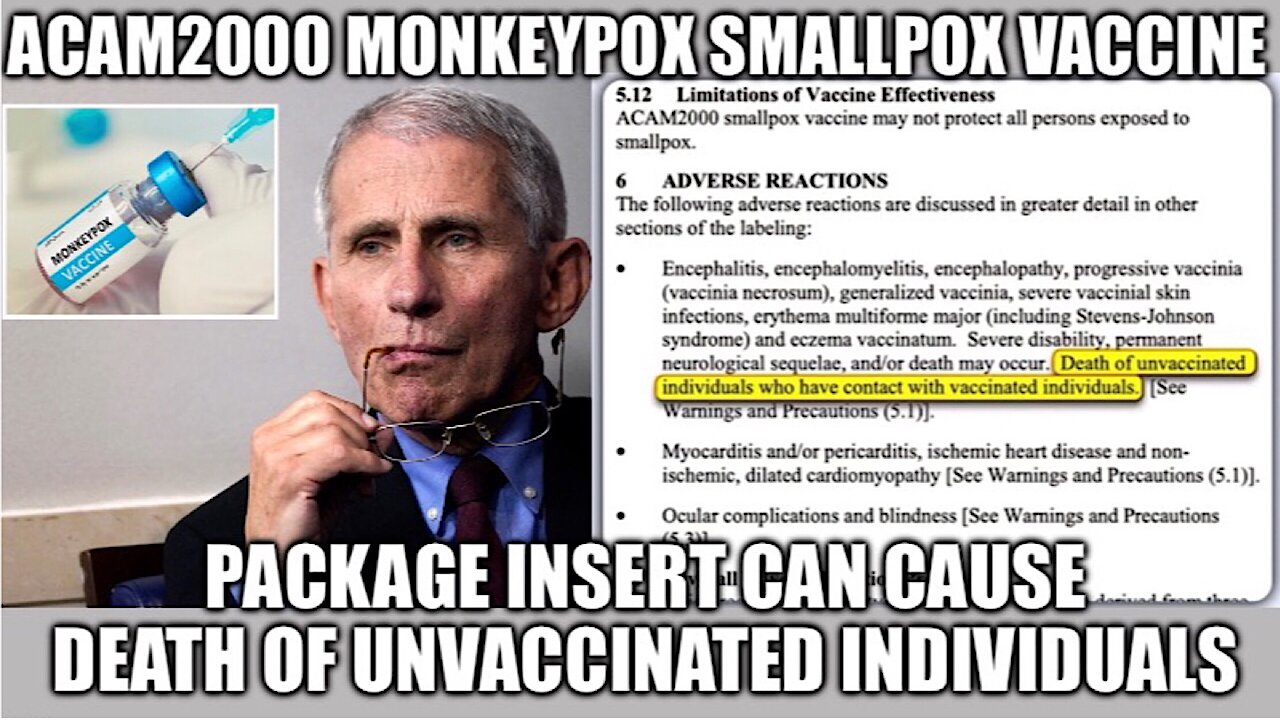 ACAM2000 Smallpox Vax Dr. Rima E. Laibow, “It’s a DEATH Squirt to also KILL the UNVACCINATED.”