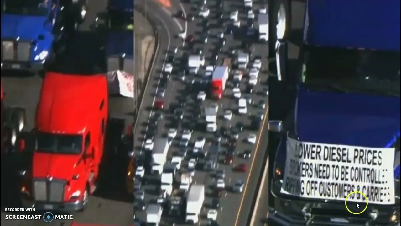 Truckers Close Freeway In Los Angeles Protesting Fuel Prices! Video!