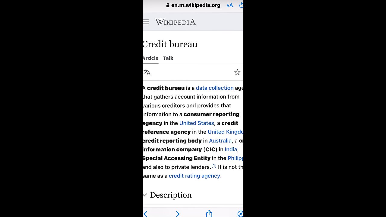 The credit Bureaus part 1