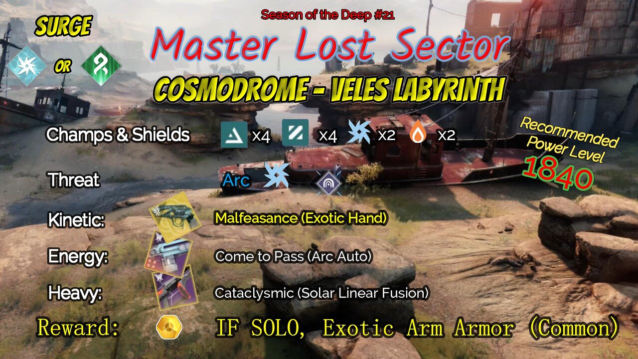 Destiny 2 Master Lost Sector: Cosmodrome - Veles Labyrinth on my Arc Hunter 7-4-23