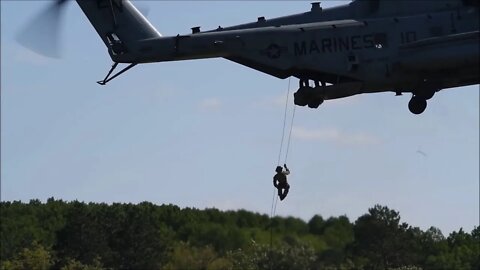 Latvian SOF Conduct Rappel Training From a Marine Heavy Helicopter - Northern Strike 21