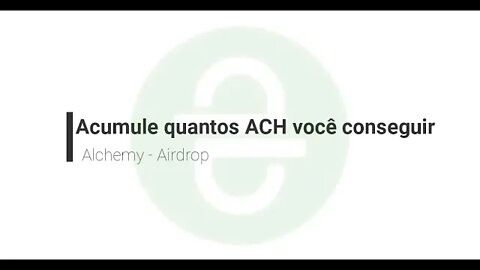 Airdrop - Eterno - Alchemy - Carteira pagando "Eternamente"