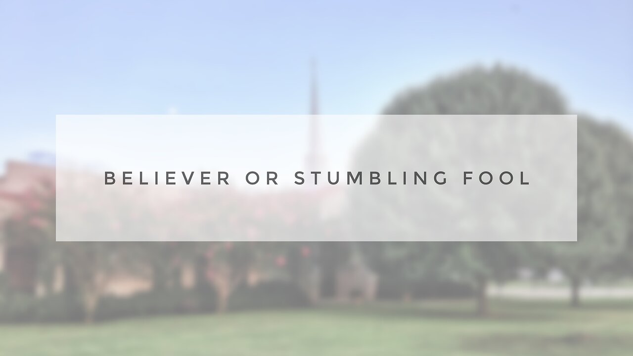 Sunday Sermon - Believer or Stumbling Fool