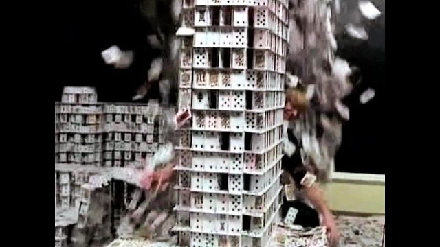 World's Largest Card Stack...Falls Over