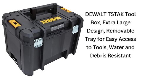 DEWALT TSTAK Tool Box, Extra Large Design, Removable Tray for Easy Access to Tools