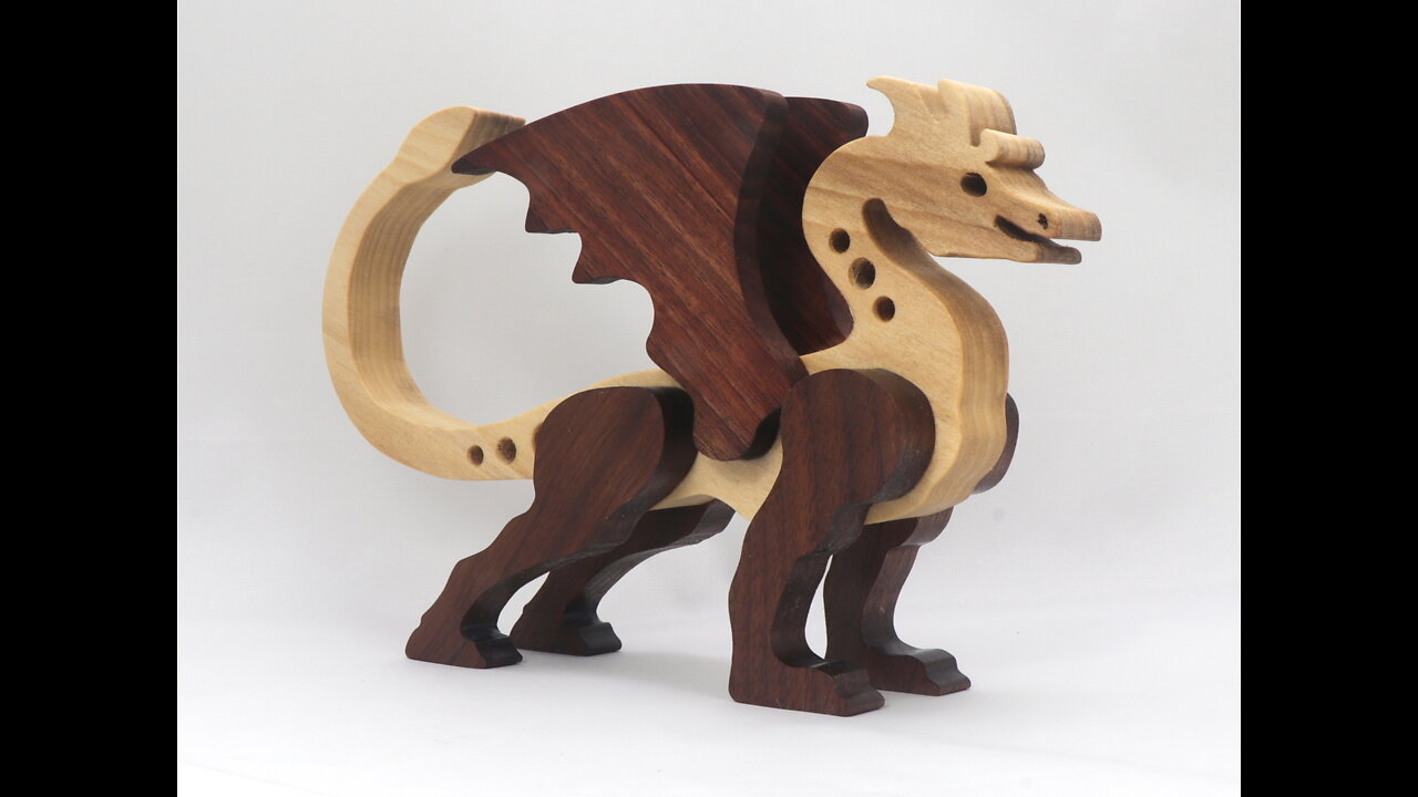 Handmade Wood Dragon Made From Poplar and Walnut Hardwoods 981122546