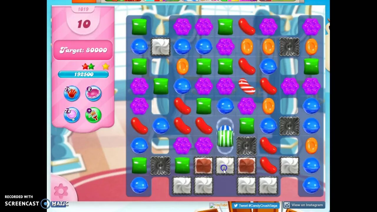 Candy Crush Level 1019 Audio Talkthrough, 3 Stars 0 Boosters