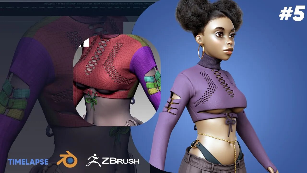 stylized character speedthrough |Part 5 |uv | ZBrush |Blender