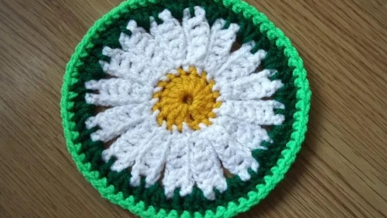 How to crochet daisy coaster short tutorial by marfu6a