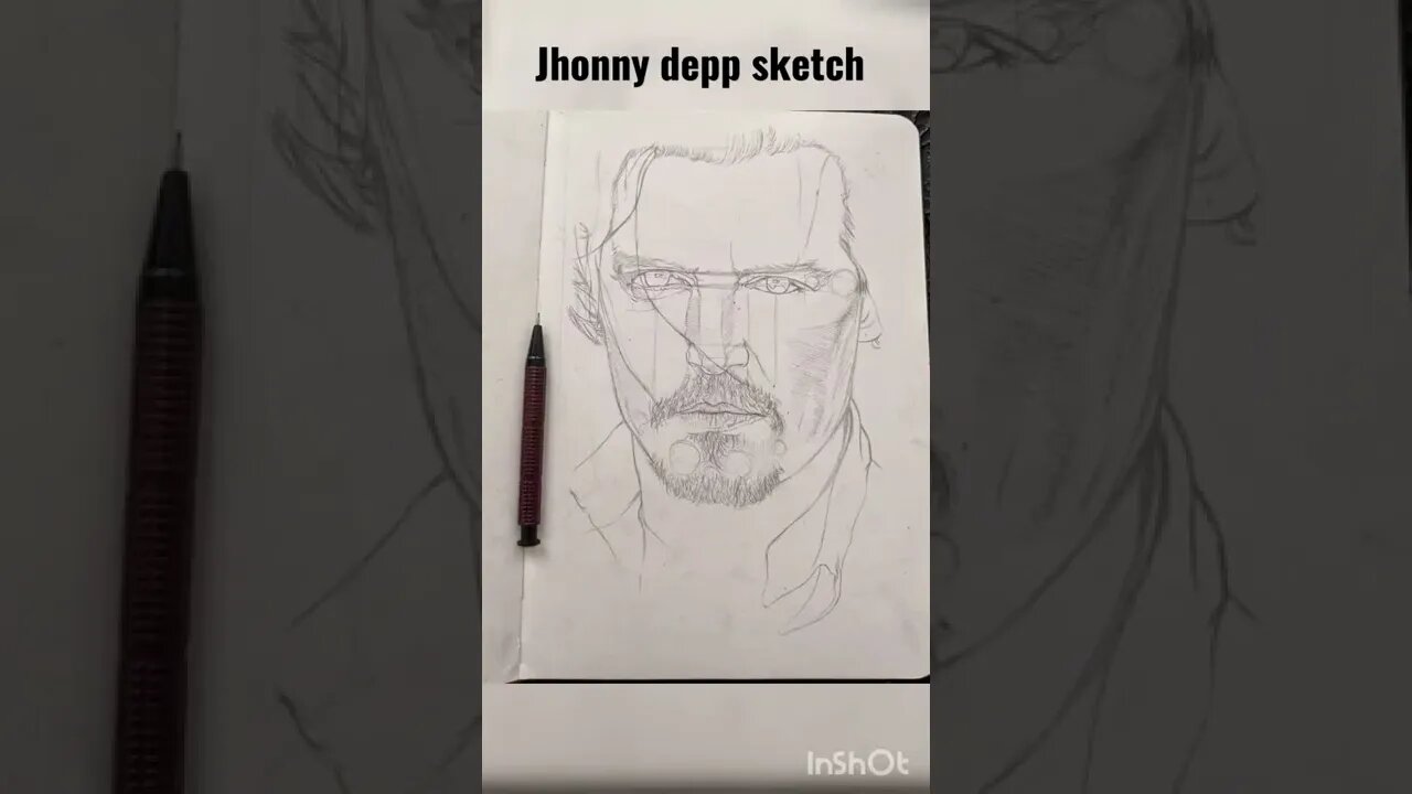 Outline vs sketch (jhonny depp)#jhonnydepp #short #ytshorts #draw #jhonnydeep #follow