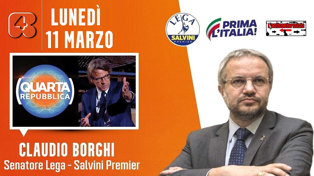 🔴 Sen. Claudio Borghi a "Quarta Repubblica" di Nicola Porro (11/03/2024)