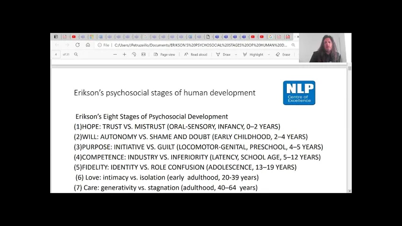 Erikson’s psychosocial stages of human development seminar segment with Jimmy Petruzzi