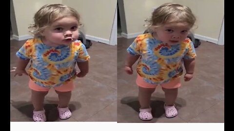 Baby get angry to her mom and dad