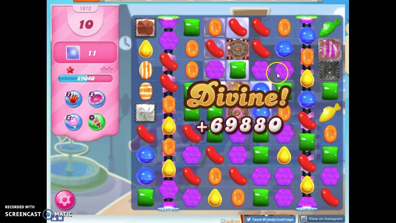 Candy Crush Level 1972 Audio Talkthrough, 2 Stars 0 Boosters