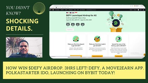 How Win $DEFY Airdrop. 3hrs Left! Defy, A Move2earn App. Polkastarter IDO, Launching On BYBIT Today!